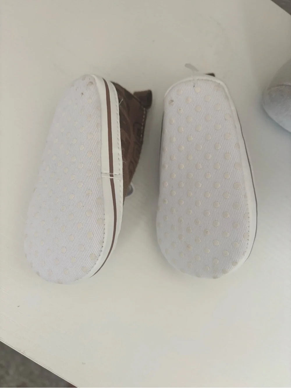 Kids Brown Canvas Slip-On Sneakers with White Toe